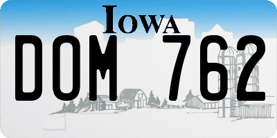 IA license plate DOM762