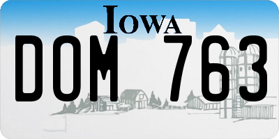 IA license plate DOM763