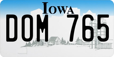 IA license plate DOM765