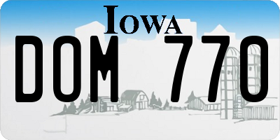 IA license plate DOM770
