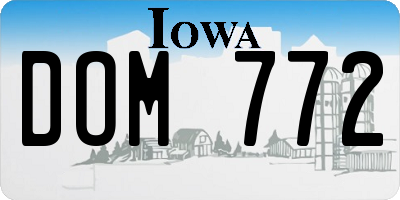 IA license plate DOM772