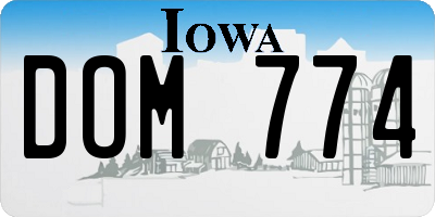 IA license plate DOM774