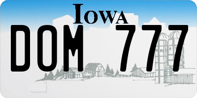 IA license plate DOM777
