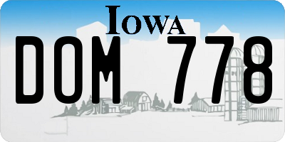 IA license plate DOM778