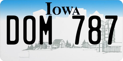IA license plate DOM787