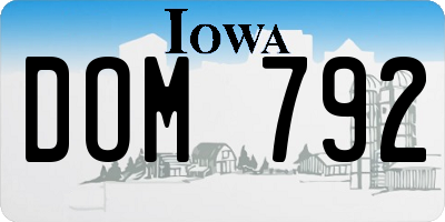IA license plate DOM792