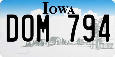 IA license plate DOM794