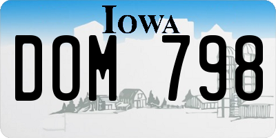 IA license plate DOM798