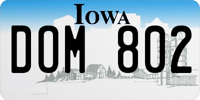 IA license plate DOM802