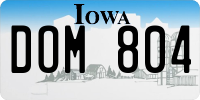 IA license plate DOM804