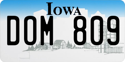 IA license plate DOM809