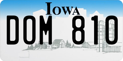 IA license plate DOM810