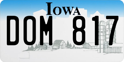 IA license plate DOM817