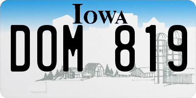 IA license plate DOM819