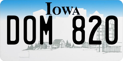 IA license plate DOM820