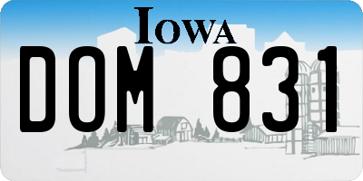 IA license plate DOM831