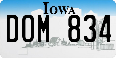IA license plate DOM834