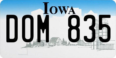 IA license plate DOM835