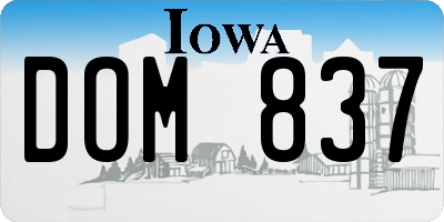 IA license plate DOM837
