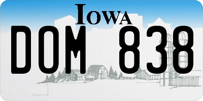 IA license plate DOM838