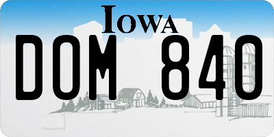 IA license plate DOM840