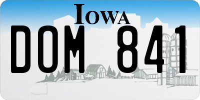 IA license plate DOM841