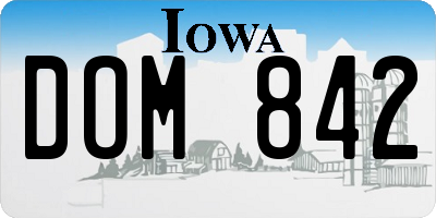 IA license plate DOM842