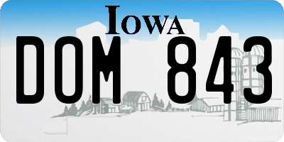 IA license plate DOM843