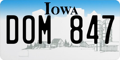 IA license plate DOM847