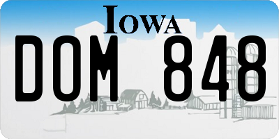 IA license plate DOM848