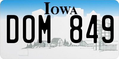 IA license plate DOM849