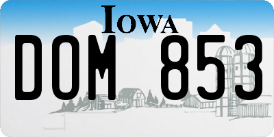 IA license plate DOM853