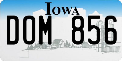 IA license plate DOM856