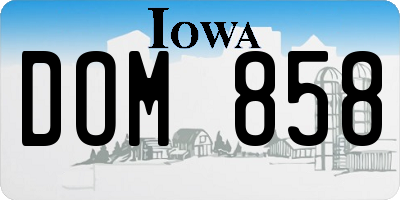 IA license plate DOM858