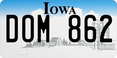 IA license plate DOM862