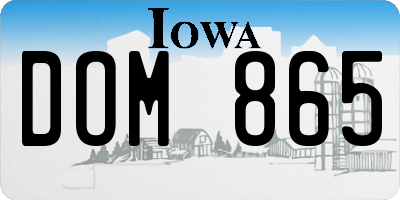 IA license plate DOM865