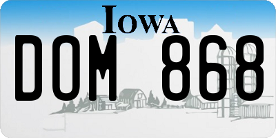 IA license plate DOM868
