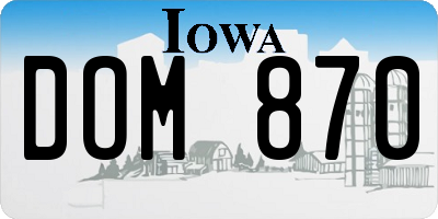 IA license plate DOM870