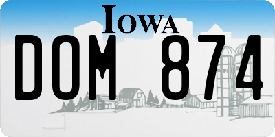 IA license plate DOM874