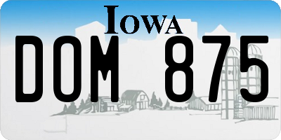 IA license plate DOM875