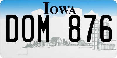 IA license plate DOM876