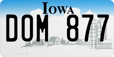 IA license plate DOM877