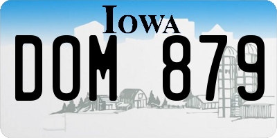 IA license plate DOM879