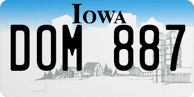 IA license plate DOM887