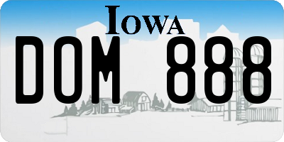 IA license plate DOM888