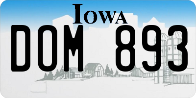 IA license plate DOM893