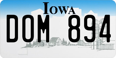 IA license plate DOM894