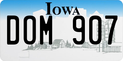 IA license plate DOM907
