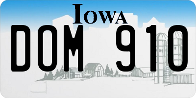IA license plate DOM910