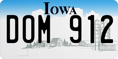 IA license plate DOM912